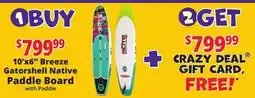 Ocean State Job Lot BOTE 10' x 6 Breeze Gatorshell Native Paddle Board with Paddle Native Spectrum offer