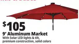 Ocean State Job Lot 9' Aluminum Market Umbrella with Solar LED Lights offer