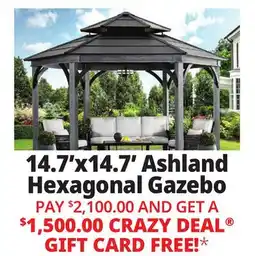 Ocean State Job Lot Ashland 14.7' x 14.7' Hexagonal Hardtop Gazebo offer