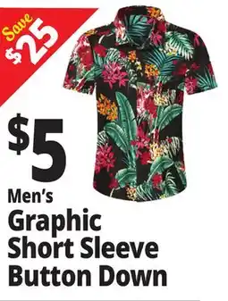 Ocean State Job Lot Men's Graphic Short Sleeve Button Down offer