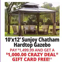 Ocean State Job Lot Sunjoy Chatham 10' x 12' Hardtop Gazebo with Netting offer