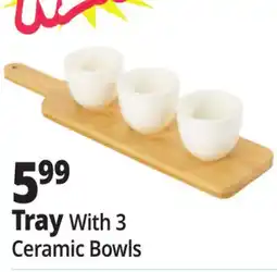 Ocean State Job Lot Tray With 3 Ceramic Bowls offer