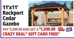 Ocean State Job Lot Rockport 11' x 11' Cedar Wood Hard Top Gazebo offer