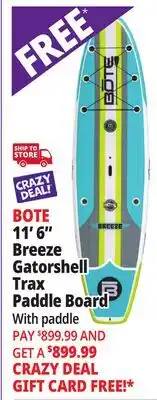 Ocean State Job Lot BOTE 11' x 6 Breeze Gatorshell Trax Paddle Board with Paddle Citron offer