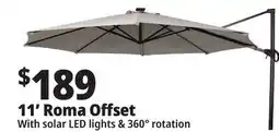 Ocean State Job Lot 11' Roma Offset Patio Umbrella with Solar LED Lights Beige offer