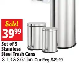 Ocean State Job Lot Set of 3 Stainless Steel Trash Cans offer