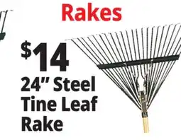 Ocean State Job Lot Steel Tine Leaf Rake with Foam Handle 24 offer