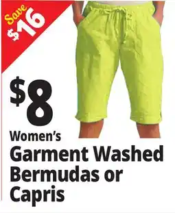Ocean State Job Lot Women's Garment Washed Bermudas or Capris offer