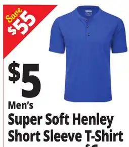 Ocean State Job Lot Men's Super Soft Henley Short Sleeve T-Shirt offer
