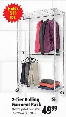 Ocean State Job Lot 2-Tier Rolling Garment Rack offer