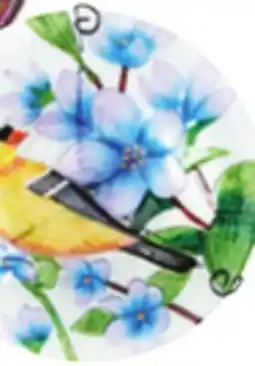 Ocean State Job Lot Glass Gold Finch & Flowers Bird Bath 12 offer