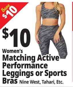 Ocean State Job Lot Women's Matching Active Performance Leggings or Sports Bras offer