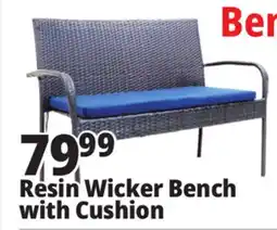 Ocean State Job Lot Resin Wicker Bench with Cushion offer
