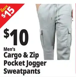 Ocean State Job Lot Men's Cargo & Zip Pocket Jogger Sweatpants offer