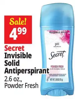 Ocean State Job Lot Secret Invisible Solid Antiperspirant offer