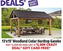 Ocean State Job Lot Liberty 13' x 15' Cedar Wood Hard Top Gazebo offer
