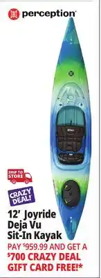 Ocean State Job Lot Perception Joyride 12.0 Recreational Kayak Deja Vu offer