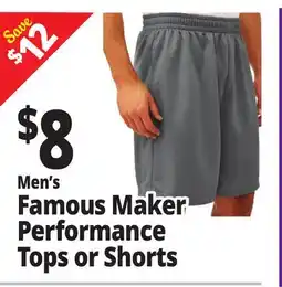 Ocean State Job Lot Men's Famous Maker Performance Tops or Shorts offer