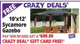 Ocean State Job Lot ShelterLogic 10' x 12' Sycamore Steel Frame Gazebo with Hardtop Roof Dark Coffee offer