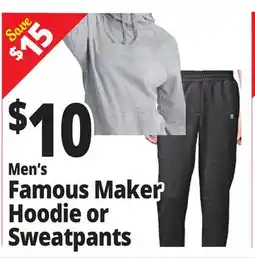 Ocean State Job Lot Men's Famous Maker Hoodie or Sweatpants offer