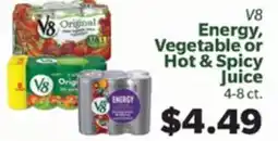Living Fresh Market V8 Energy, Vegetable or Hot & Spicy Juice offer