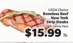 Living Fresh Market USDA Choice Boneless Beef New York Strip Steaks offer
