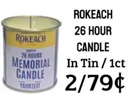 Seven Mile Market Rokeach 26 hour candle offer