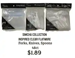 Seven Mile Market Simcha collection inspired clear flatware forks, knives, spoons offer