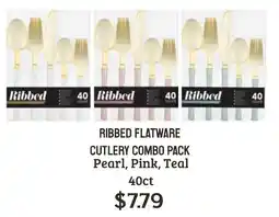 Seven Mile Market Ribbed flatware cutlery combo pack pearl, pink, teal offer