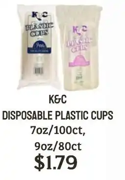 Seven Mile Market K&C disposable plastic cups offer