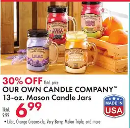 Boscov's OUR OWN CANDLE COMPANY 13-oz. Mason Candle Jars offer
