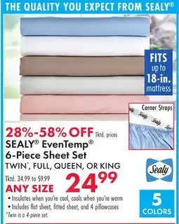Boscov's SEALY EvenTemp 6-Piece Sheet Set offer