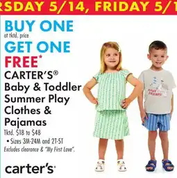 Boscov's CARTER'S Baby & Toddler Summer Play Clothes & Pajamas offer