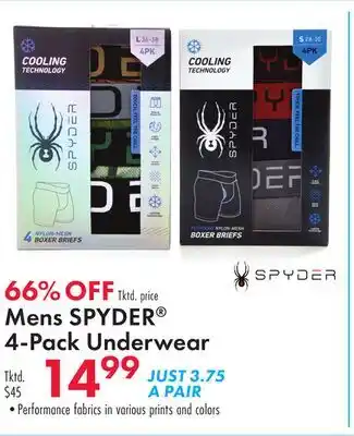Boscov's Mens SPYDER 4-Pack Underwear offer