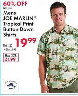 Boscov's Mens JOE MARLIN Tropical Print Button Down Shirts offer