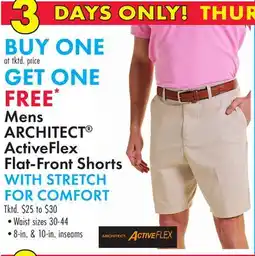 Boscov's Mens ARCHITECT ActiveFlex Flat-Front Shorts WITH STRETCH FOR COMFORT offer