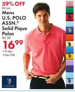 Boscov's Mens U.S. POLO ASSN. Solid Pique Polos offer
