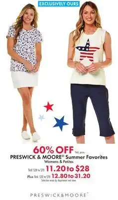 Boscov's PRESWICK & MOORE Summer Favorites offer