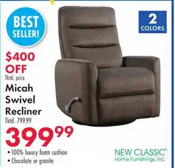 Boscov's Micah Swivel Recliner offer