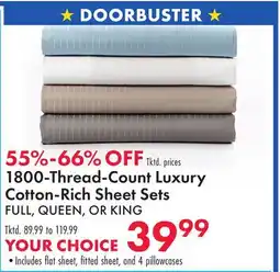 Boscov's 1800-Thread-Count Luxury Cotton-Rich Sheet Sets offer