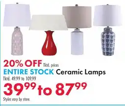 Boscov's Ceramic Lamps offer