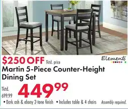 Boscov's Martin 5-Piece Counter-Height Dining Set offer