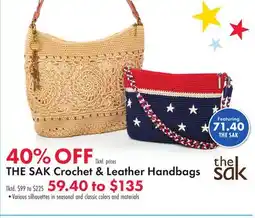 Boscov's THE SAK Crochet & Leather Handbags offer