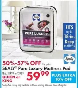 Boscov's SEALY Pure Luxury Mattress Pad offer