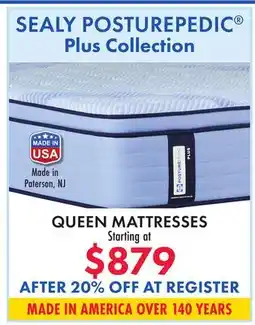 Boscov's SEALY POSTUREPEDIC Plus Collection QUEEN MATTRESSES offer