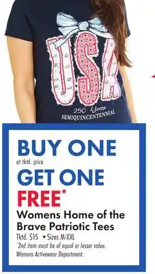 Boscov's Womens Home of the Brave Patriotic Tees offer