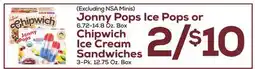 DeCicco & Sons Jonny Pops Ice Pops or 6.72-14.8 Oz. Box Chipwich Ice Cream Sandwiches 3-Pk. 12.75 Oz. Box offer