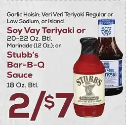 DeCicco & Sons Soy Vay Teriyaki or 20-22 Oz. Btl. Marinade (12 Oz.) or Stubb's Bar-B-Q Sauce 18 Oz. Btl offer