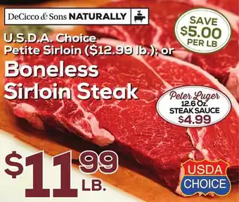 DeCicco & Sons Boneless Sirloin Steak offer
