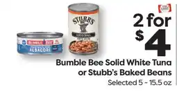 Weis Markets Bumble Bee Solid White Tuna or Stubb's Baked Beans offer
